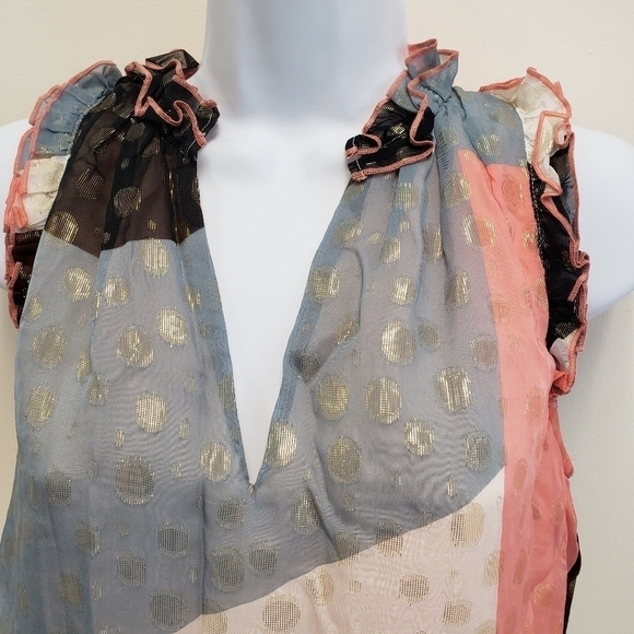 Maeve Anthropologie Sleeveless Ruffle Trim Fantasia Top Size 0 - Picture 3 of 7